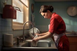 Nurse Cleaning Dishes