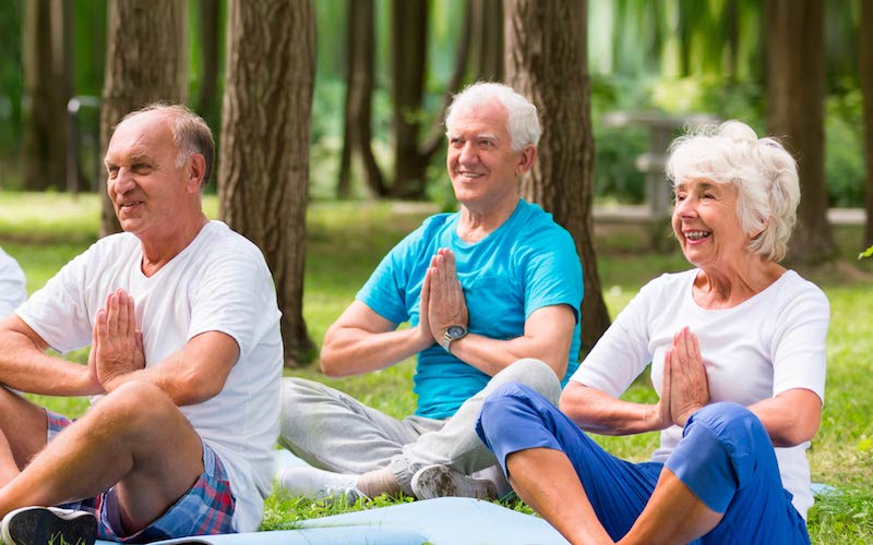 Seniors enjoying yoga and relaxation