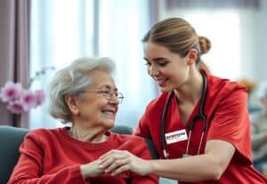 Promyse Home Care PSW helping a senior with Dementia, at home.