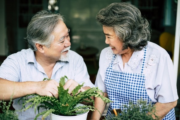 Senor couples enjoy their potted plants all year long giving them a sense of purpose.
