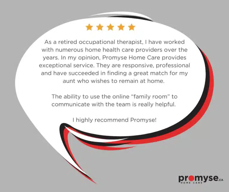 Testimonial from satisfied client who hired Promyse Home Care for her loved one