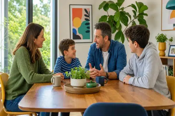 Family discussion to keep children engaged with the family loved one.