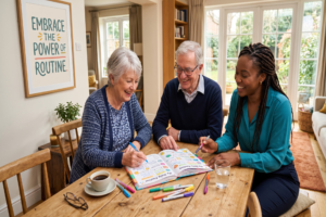 Creating a written journal for daily routines helps Seniors with their health and wellbeing.