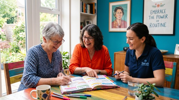 Having a visual planner for organizing daily routines for seniors helps with stress for both the senior and caregiver.