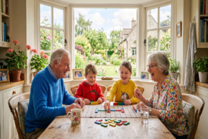 Grandparents playing game with grandchildren