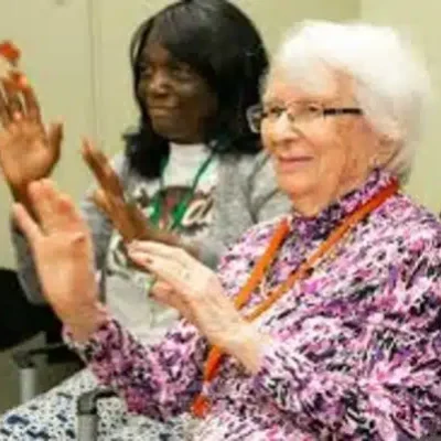 Seniors with Alzheimer's playing a game