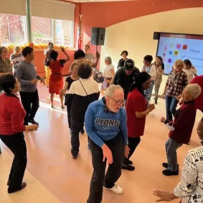 seniors in Cambridge are dancing and having fun